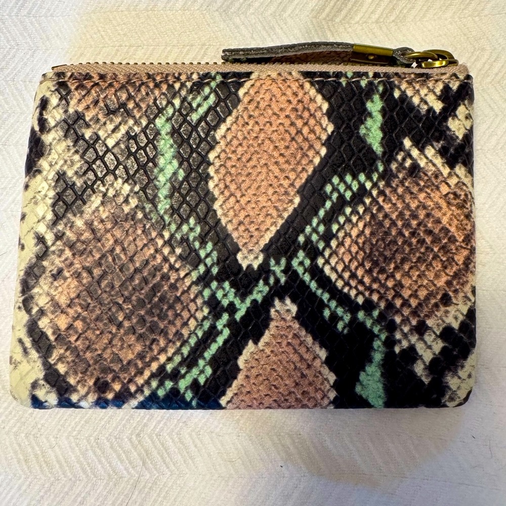 NWT MADEWELL SNAKESKIN PINK & GREEN ZIP WALLET/CARD HOLDER